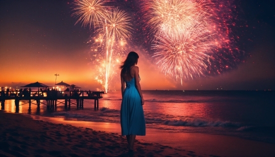 Water, Sky, Fireworks, Flash Photography, Entertainment, Beach