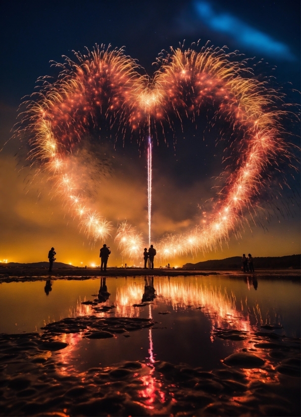 Water, Sky, Fireworks, Photograph, Nature, Body Of Water