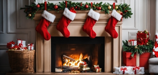 White, Light, Flowerpot, Orange, Christmas Stocking, Wood