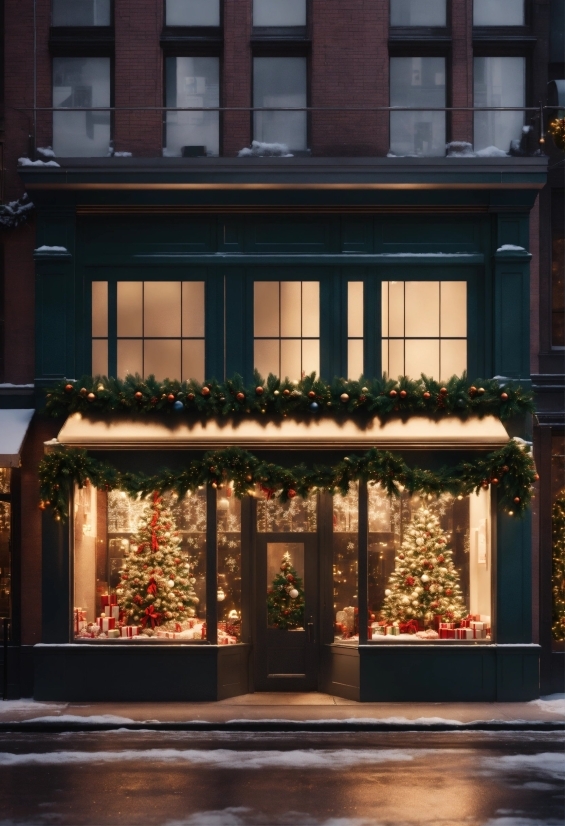Window, Building, Christmas Decoration, Plant, Facade, Real Estate
