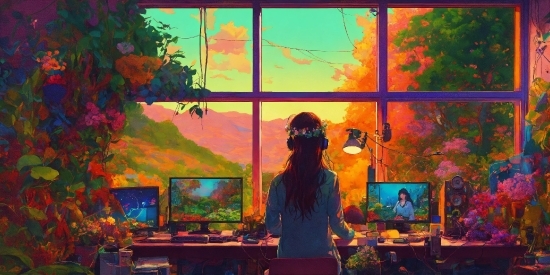 Window, Light, Nature, Paint, Orange, Painting
