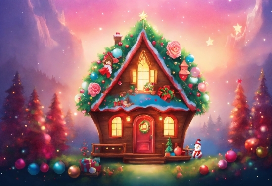 Window, Light, Purple, House, Lighting, Christmas Tree