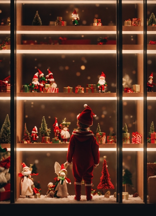 Window, Shelf, Shelving, Display Case, Christmas Ornament, Red