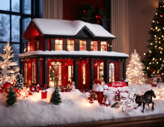 Window, Snow, Christmas Tree, Light, Christmas Decoration, Ornament