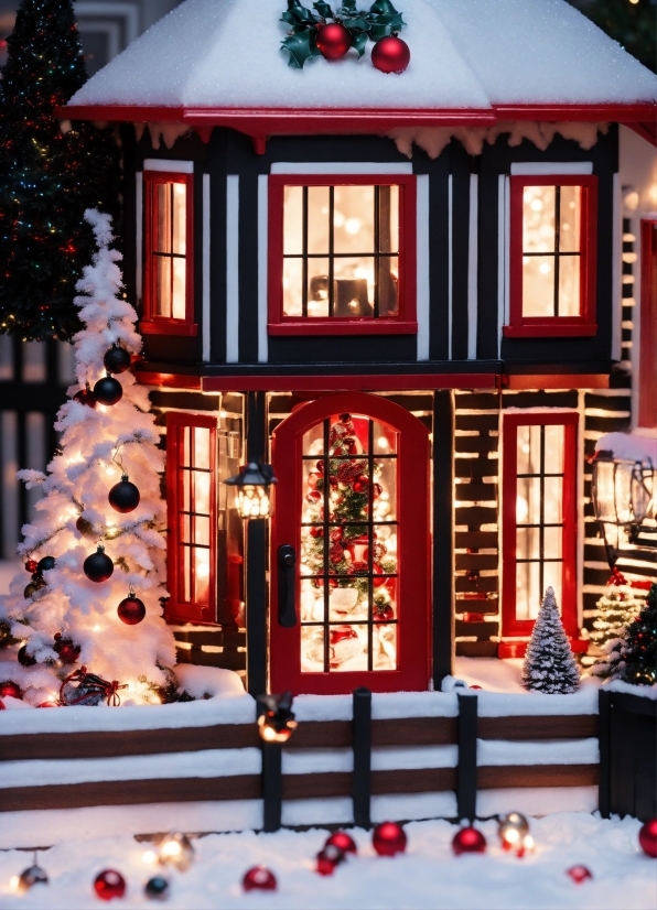 Window, White, Light, Christmas Tree, Blue, Snow