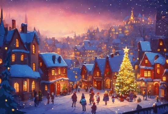 World, Snow, Light, Nature, Christmas Tree, Building