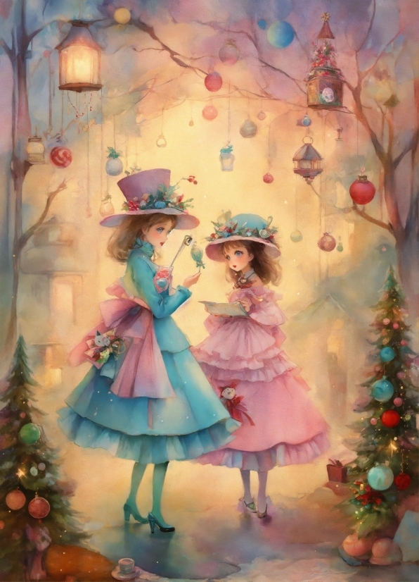 World, Textile, Christmas Tree, Pink, Art, Happy