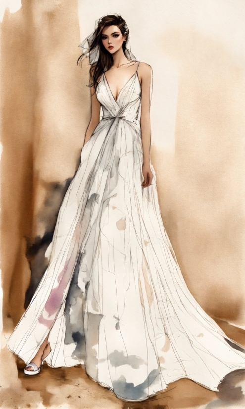 Arm, Wedding Dress, One-piece Garment, White, Dress, Neck