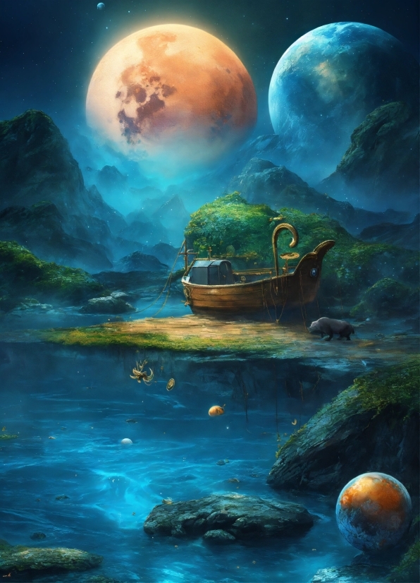 Atmosphere, World, Boat, Moon, Light, Nature