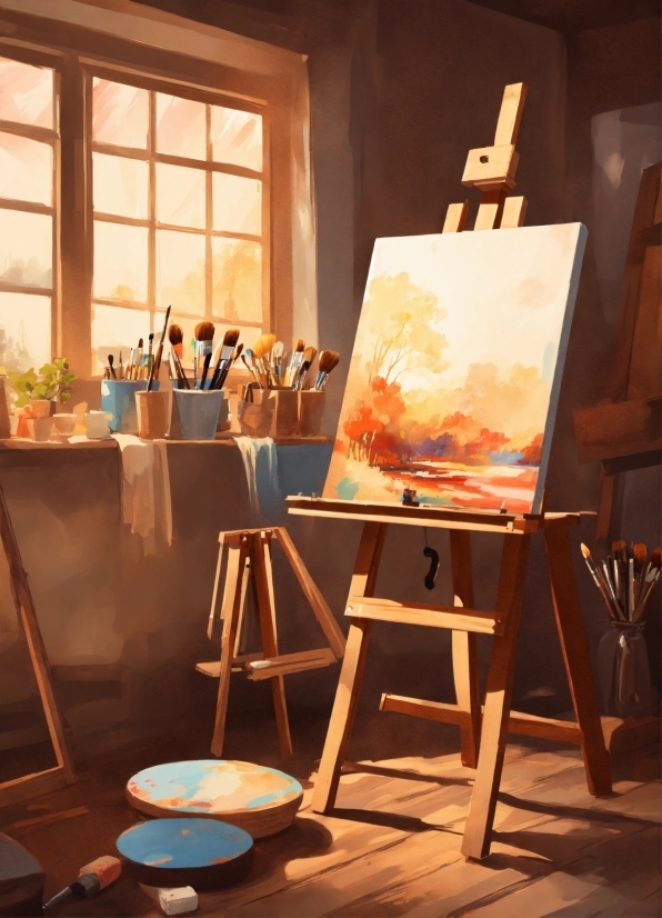 Beatoven Ai Music, Easel, Window, Wood, Textile, Orange