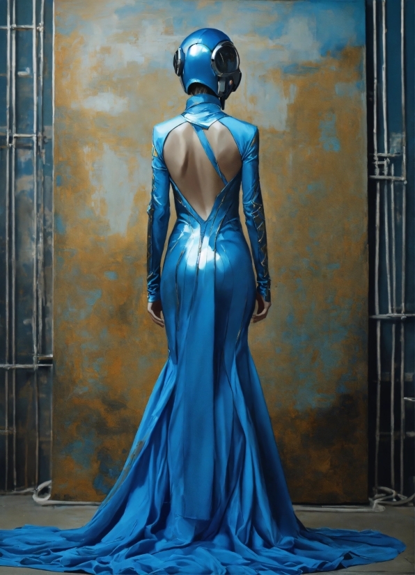 Blue, One-piece Garment, Neck, Sculpture, Waist, Statue