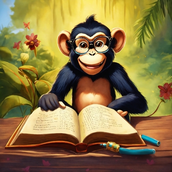 Book, Primate, Happy, Gesture, Publication, Art