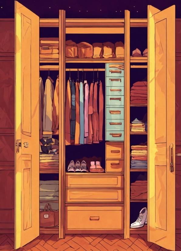 Brown, Cabinetry, Wood, Closet, Door, Shelf