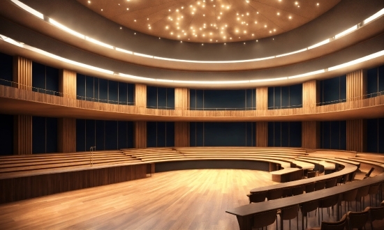Building, Light, Stage Is Empty, Hall, Lighting, Musical Instrument Accessory