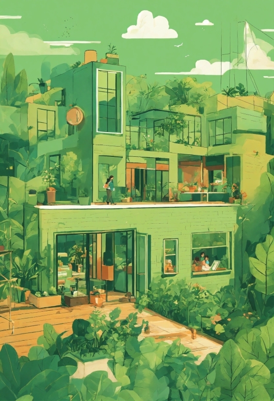 Building, Property, Window, Green, Plant, Botany