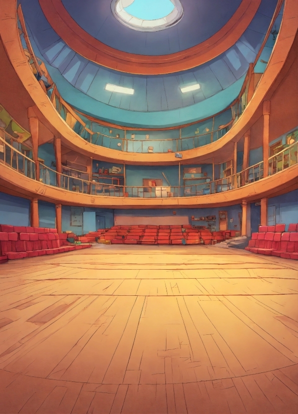 Building, Wood, Hall, Symmetry, Stage Is Empty, Flooring