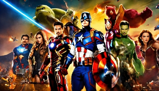 Captain America, Shield, Avengers, Iron Man, Cartoon, People