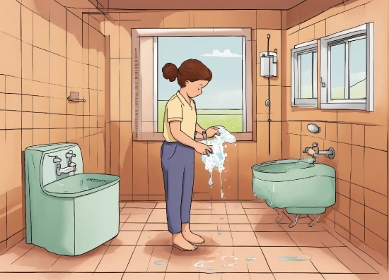 Cartoon, Plumbing Fixture, Interior Design, Tap, Toilet, Window