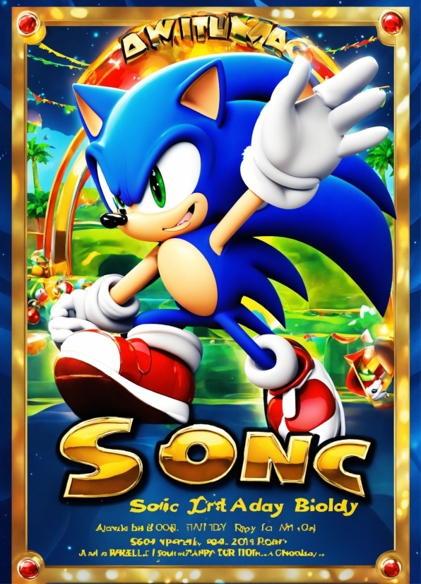Cartoon, Sonic The Hedgehog, Poster, Technology, Font, Fictional Character