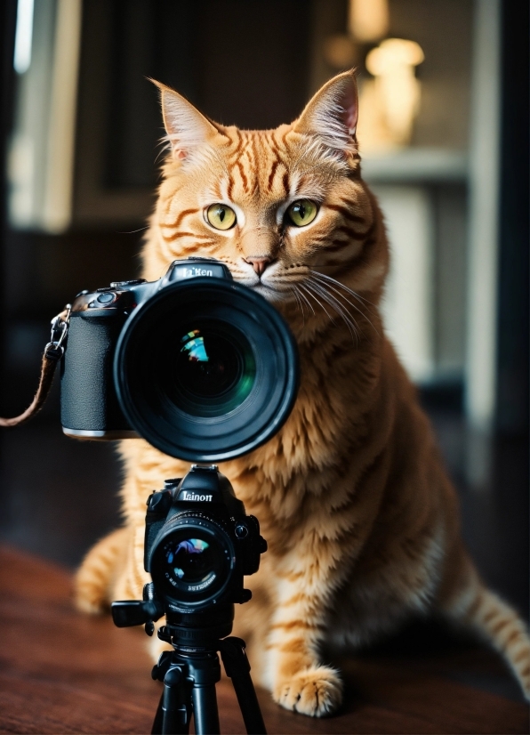 Cat, Felidae, Carnivore, Camera Lens, Reflex Camera, Flash Photography