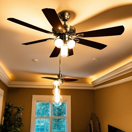 Ceiling Fan, Light, Window, Lighting, Wood, Interior Design