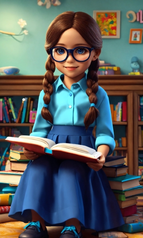 Chin, Hairstyle, School Uniform, Smile, Vision Care, Blue