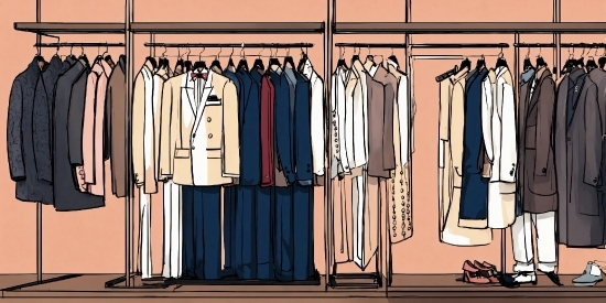 Clothes Hanger, Closet, Sleeve, Building, Line, T-shirt