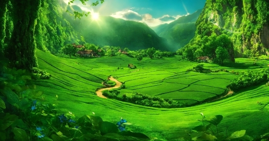 Cloud, Green, Mountain, Sky, Plant, Natural Landscape