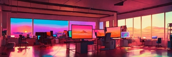 Computer, Personal Computer, Lighting, Building, Table, Entertainment