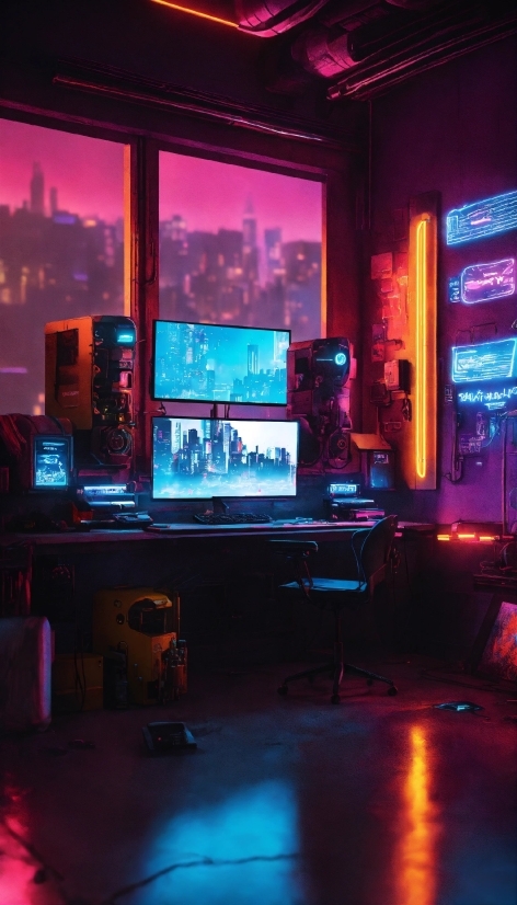 Computer, Personal Computer, Purple, Entertainment, Interior Design, Flat Panel Display