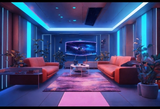 Couch, Furniture, Purple, Decoration, Lighting, Interior Design