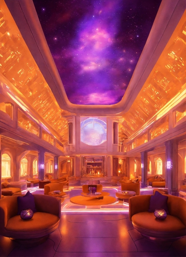 Couch, Light, Building, Decoration, Purple, Interior Design