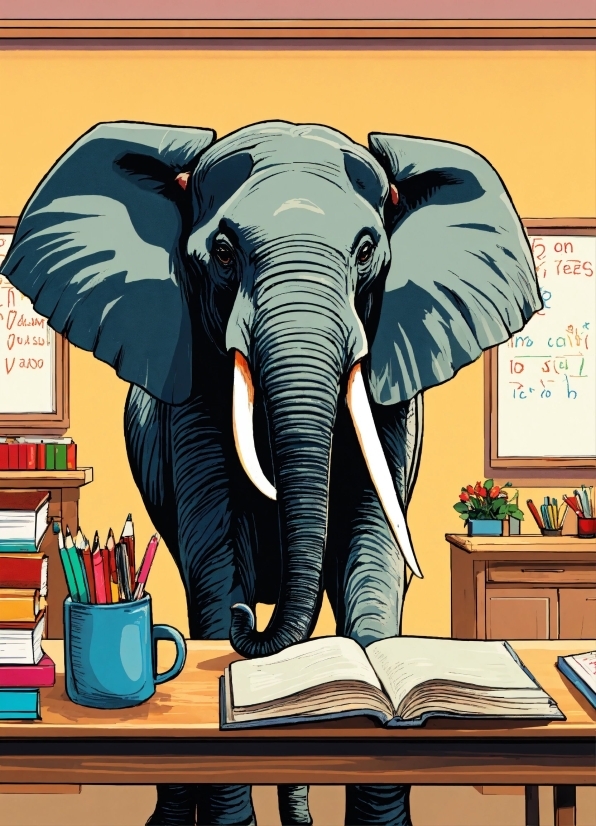Cross Background, Elephant, Vertebrate, Table, Working Animal, Organism