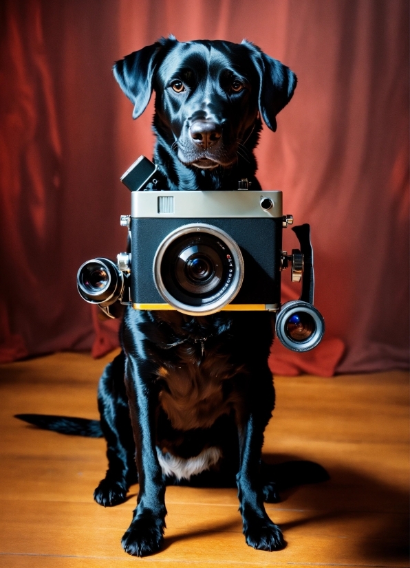Dog, Cameras & Optics, Fedora, Companion Dog, Audio Equipment, Dog Breed