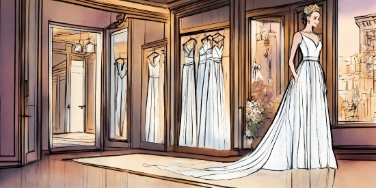Dress, One-piece Garment, Sleeve, Waist, Bridal Party Dress, Art
