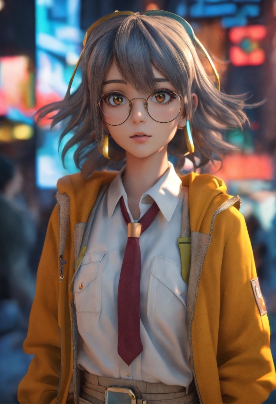 Face, Glasses, Outerwear, Hairstyle, Vision Care, School Uniform