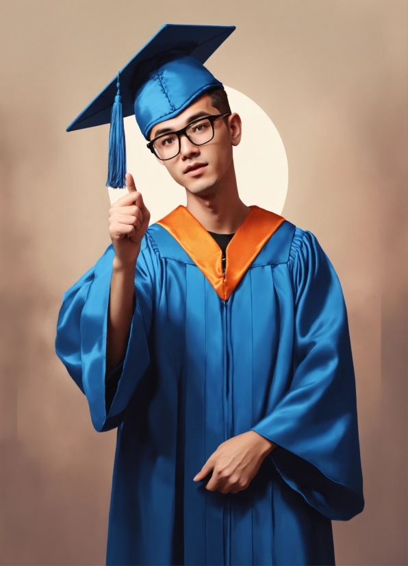 Face, Glasses, Outerwear, Vision Care, Sleeve, Mortarboard