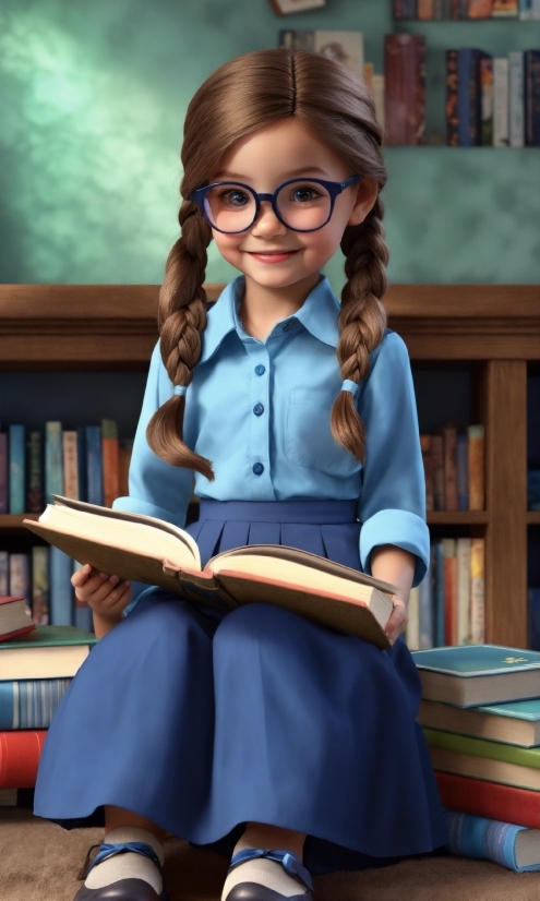 Face, Hair, Glasses, Smile, Hairstyle, School Uniform
