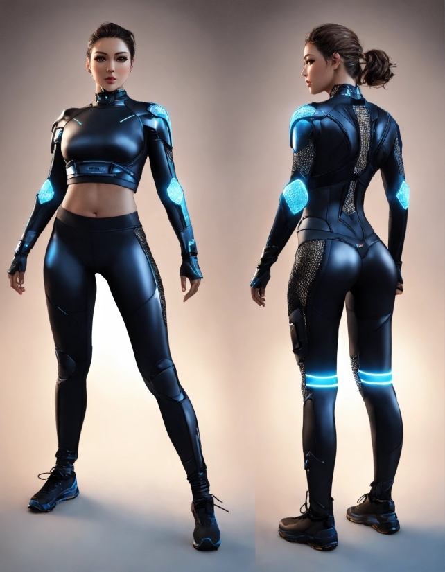 Face, Head, Latex Clothing, Blue, Standing, Gesture