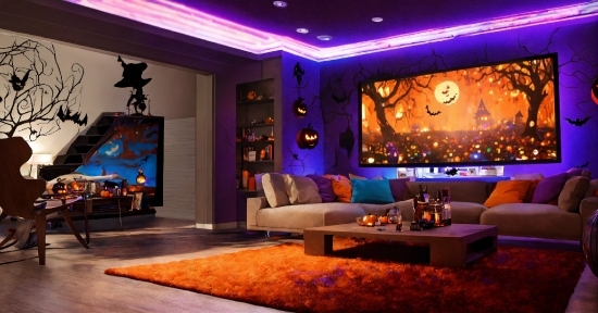 Furniture, Decoration, Couch, Building, Purple, Interior Design