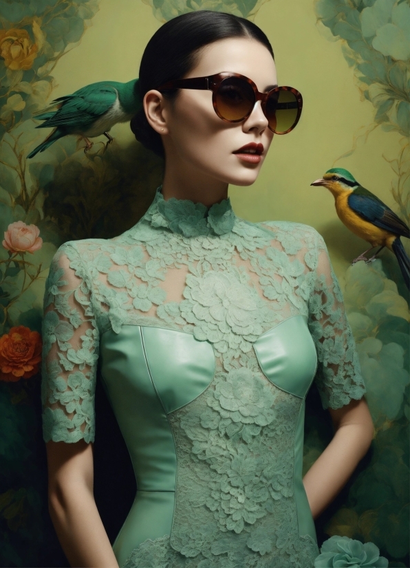 Glasses, Bird, Hairstyle, Green, Vision Care, Sunglasses