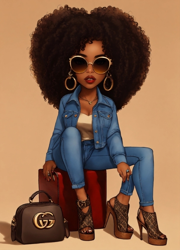 Glasses, Hairstyle, Jheri Curl, Toy, Sleeve, Doll