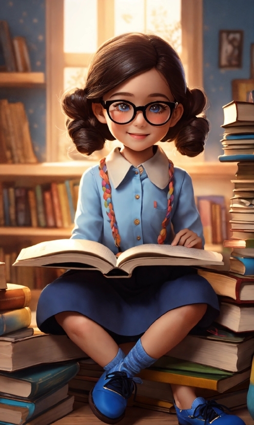 Glasses, Smile, Hairstyle, Facial Expression, School Uniform, Vision Care