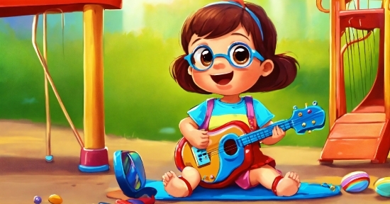 Glasses, Smile, Musical Instrument, Toy, Cartoon, Happy