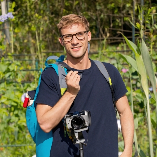 Glasses, Smile, Plant, Camera, People In Nature, Camera Lens