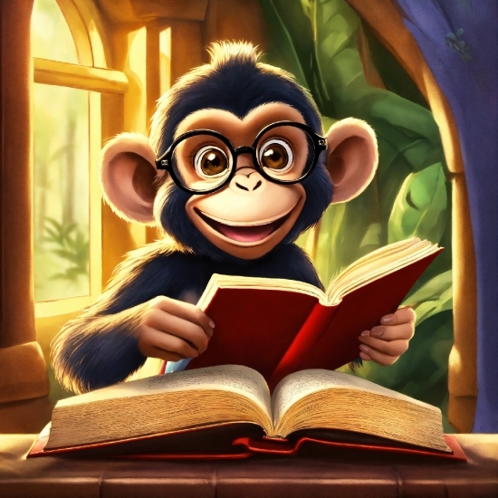 Glasses, Smile, Primate, Vertebrate, Book, Window