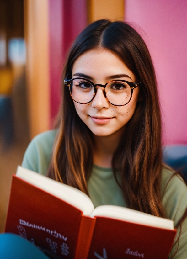 Glasses, Vision Care, Facial Expression, Book, Eyewear, Smile