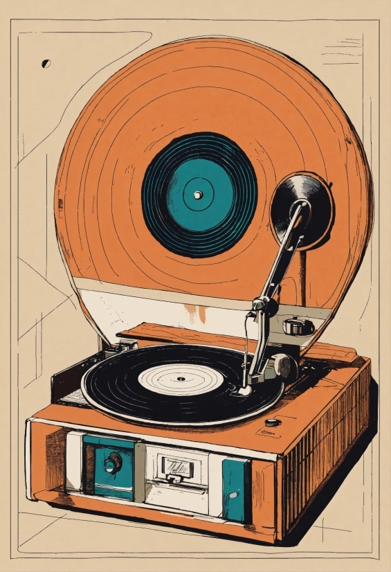 Gramophone Record, Record Player, Data Storage Device, Audio Equipment, Technology, Illustration