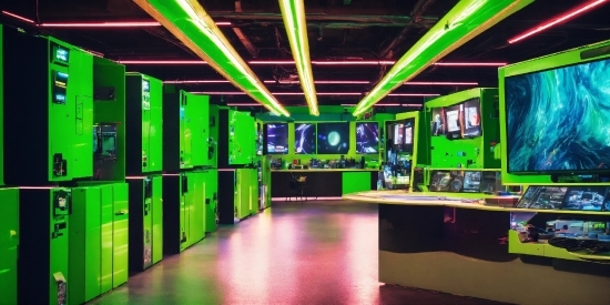 Green, Entertainment, Interior Design, Television, Visual Effect Lighting, Building