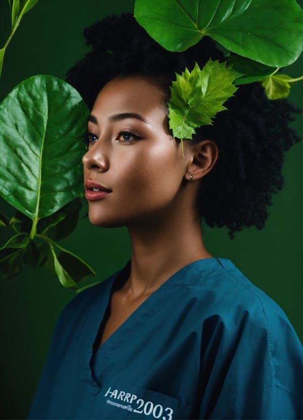Green, Leaf, Botany, Flash Photography, Terrestrial Plant, Black Hair